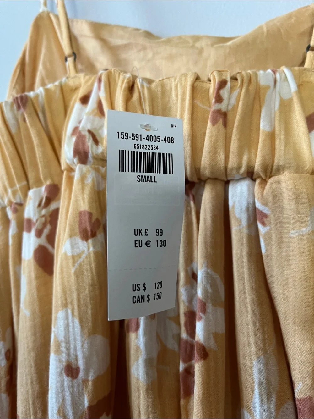 Abercrombie and Fitch butter yellow floral 100% cotton babydoll maxi gauzy dress